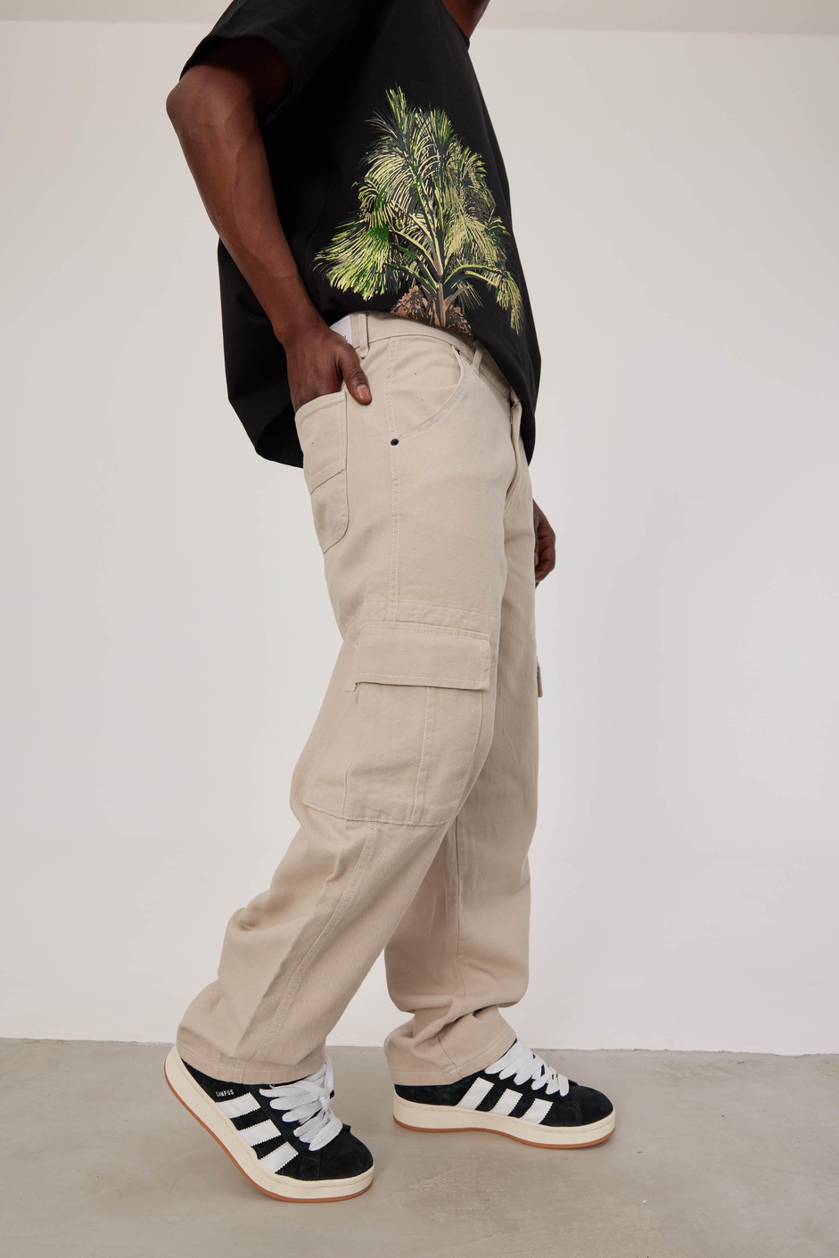 DF Kargo Cepli Krem Baggy Pantolon