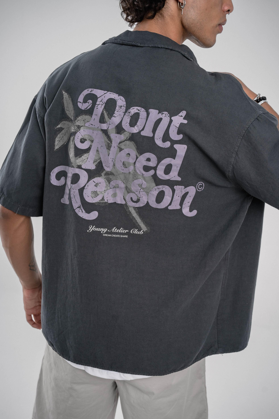 Dont Need Reason Yazılı Füme Pamuklu Gömlek