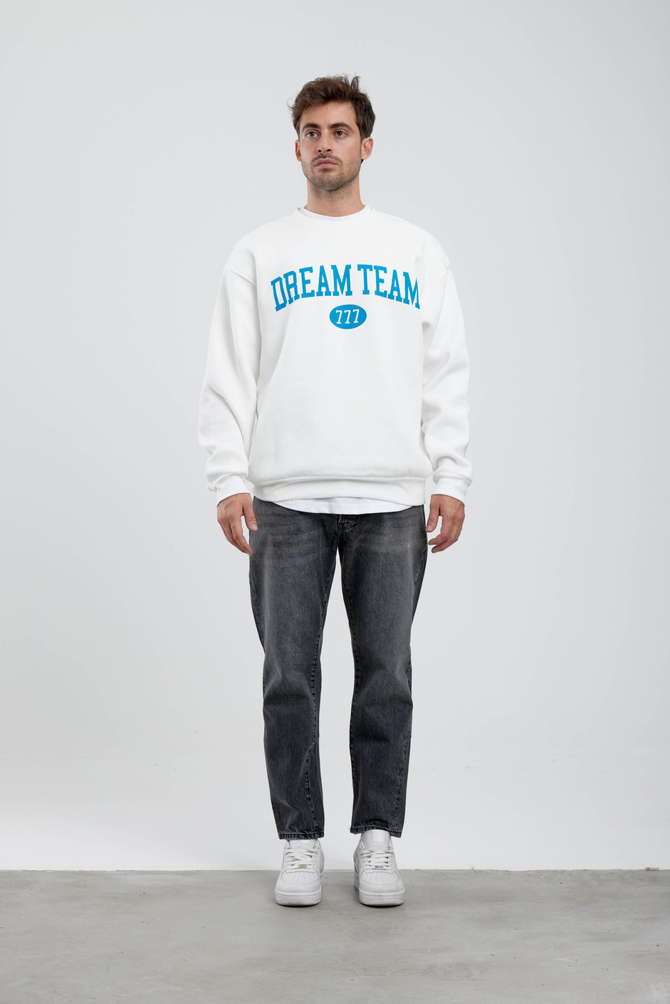 Dream Team Yazılı Beyaz Sweatshirt