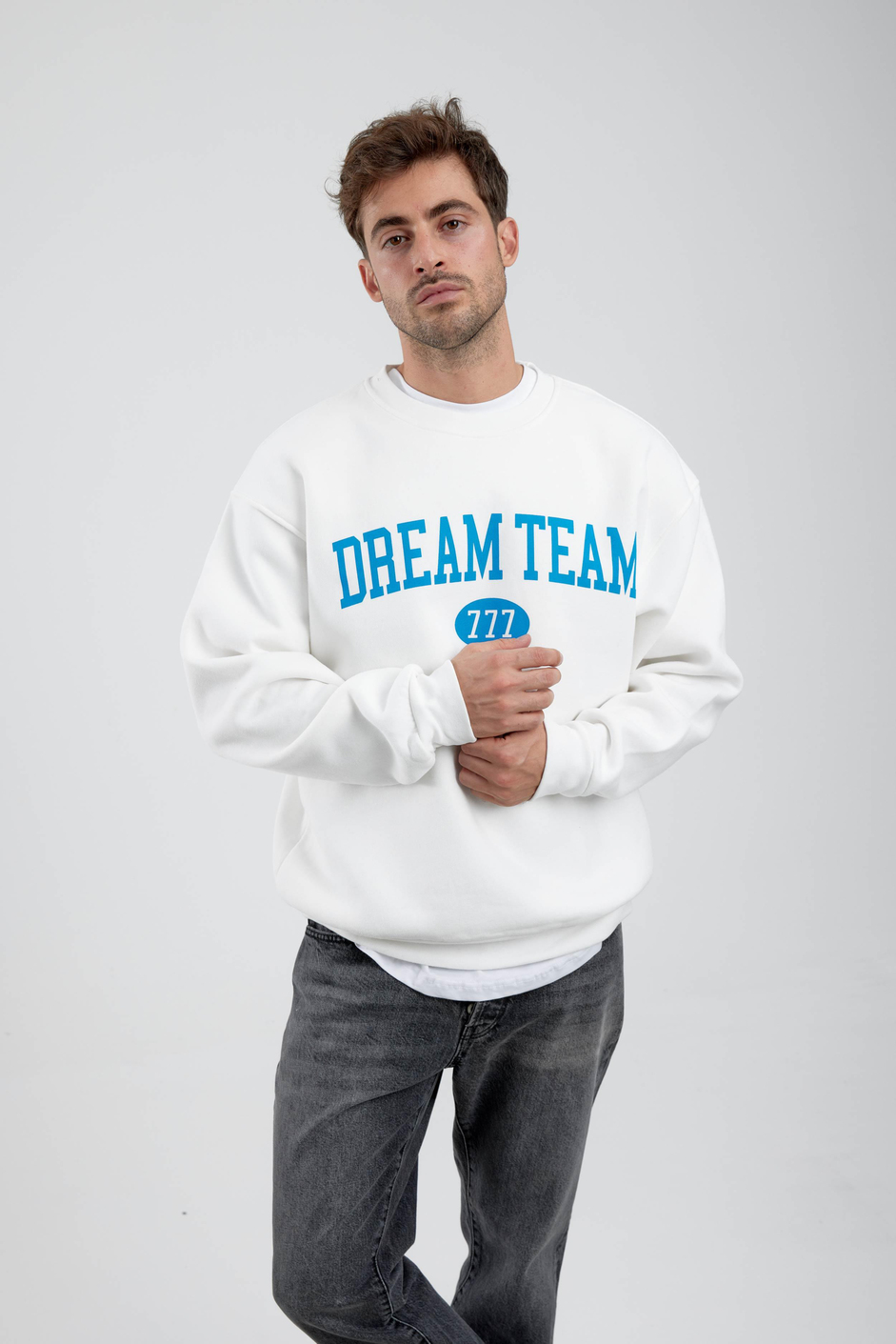 Dream Team Yazılı Beyaz Sweatshirt