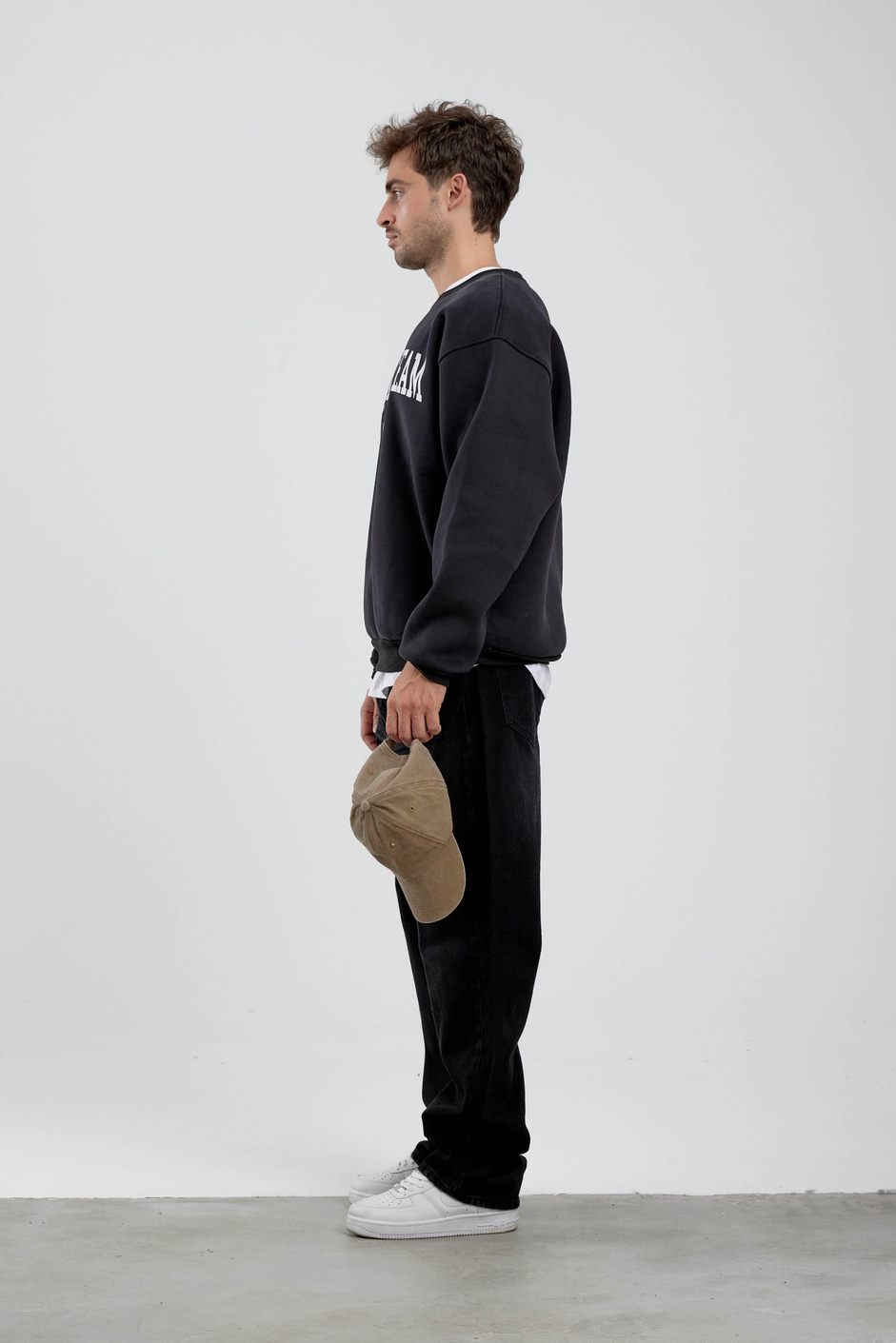 Dream Team Yazılı Siyah Sweatshirt