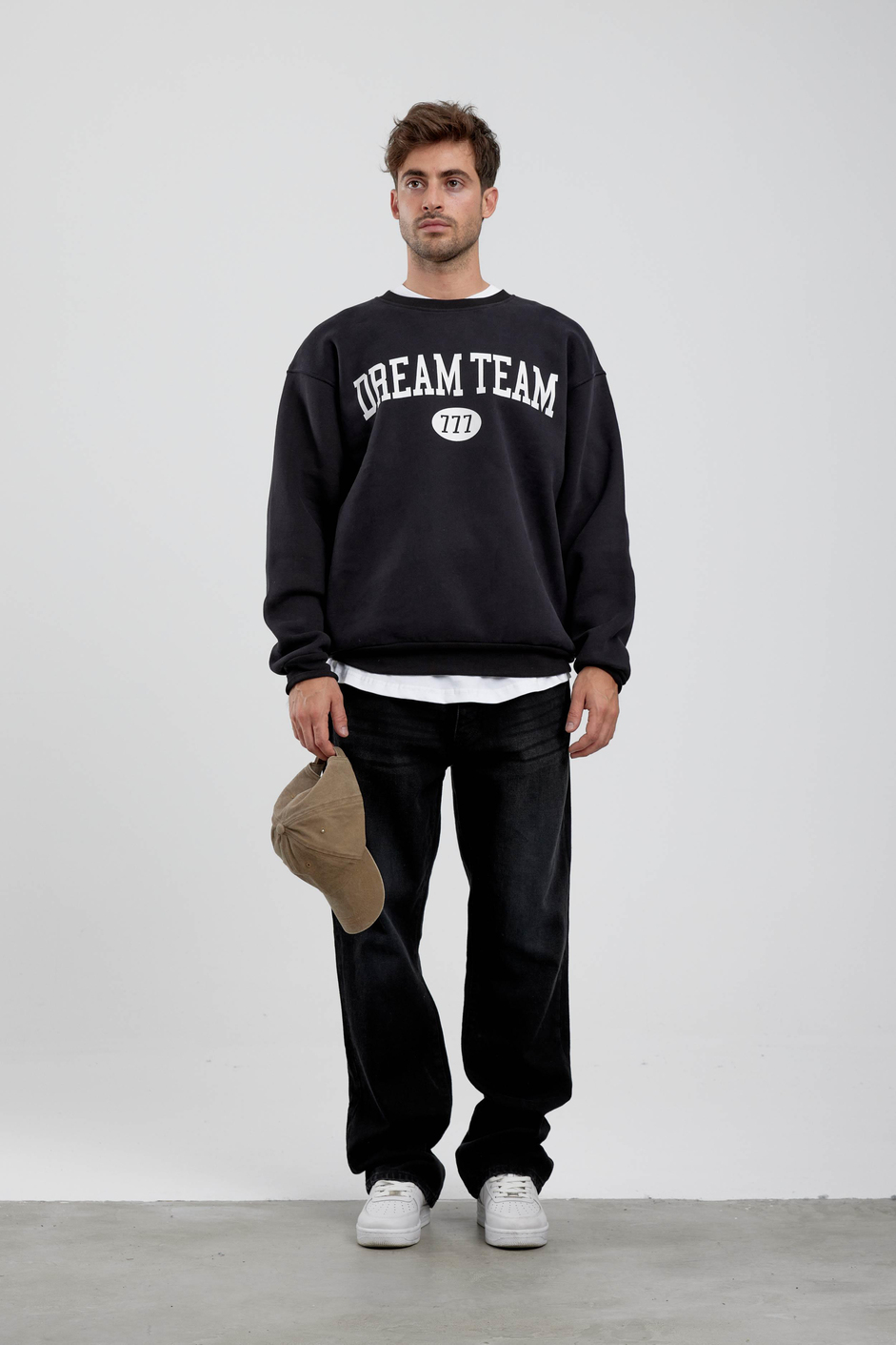 Dream Team Yazılı Siyah Sweatshirt