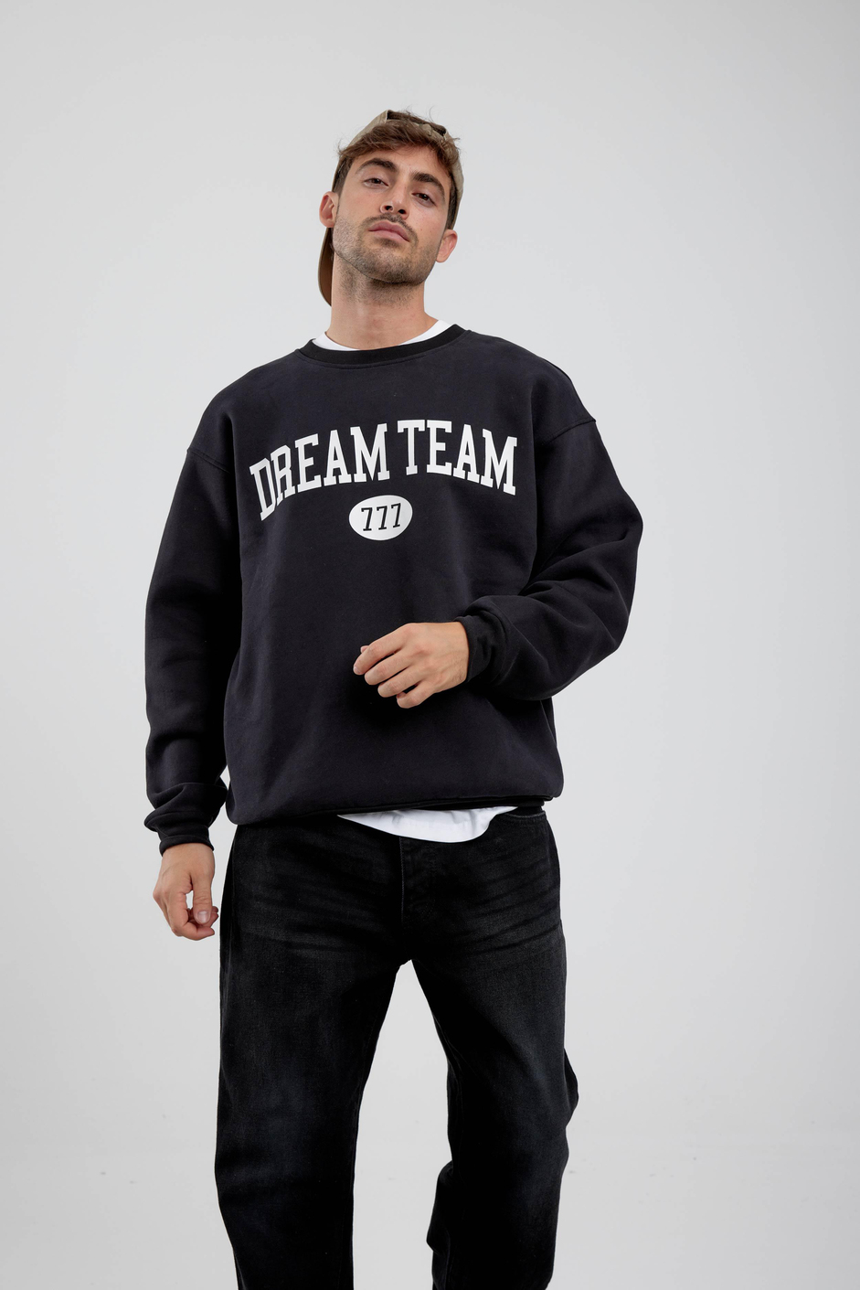 Dream Team Yazılı Siyah Sweatshirt