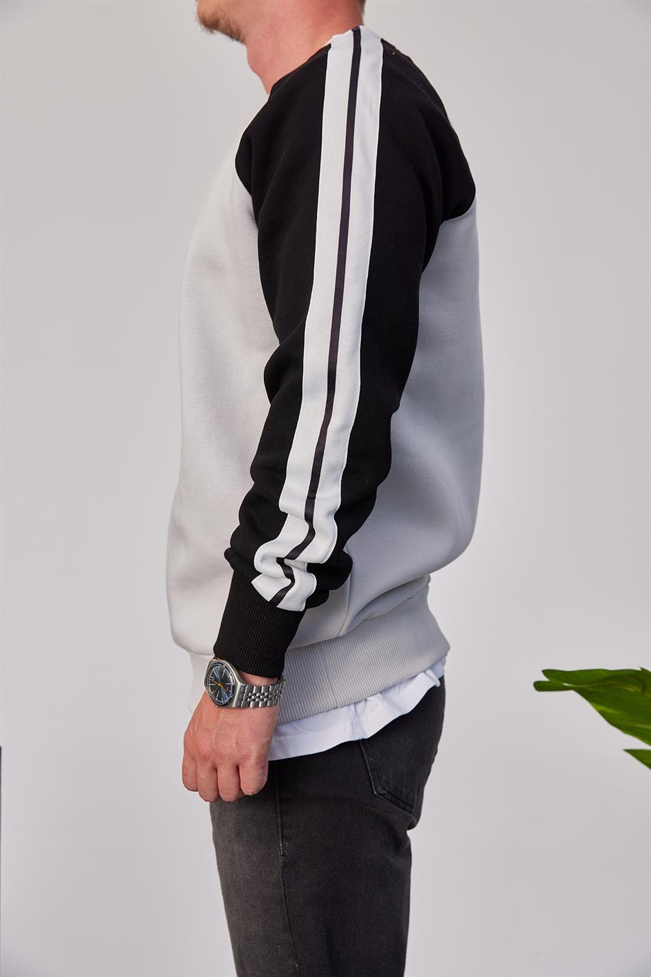 E Harf Baskılı Gri Sweatshirt