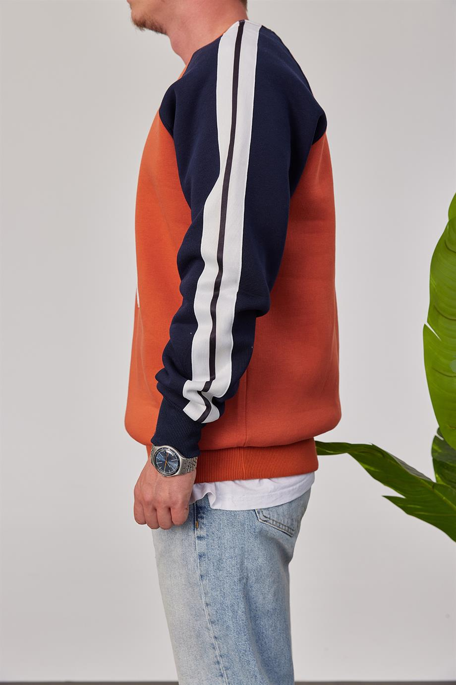 E Harf Baskılı Kiremit Sweatshirt