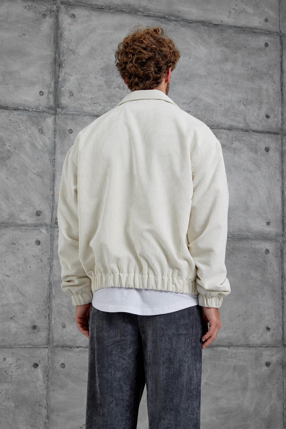 Ekru Beyaz 251 Kadife Kumaş Oversize Ceket