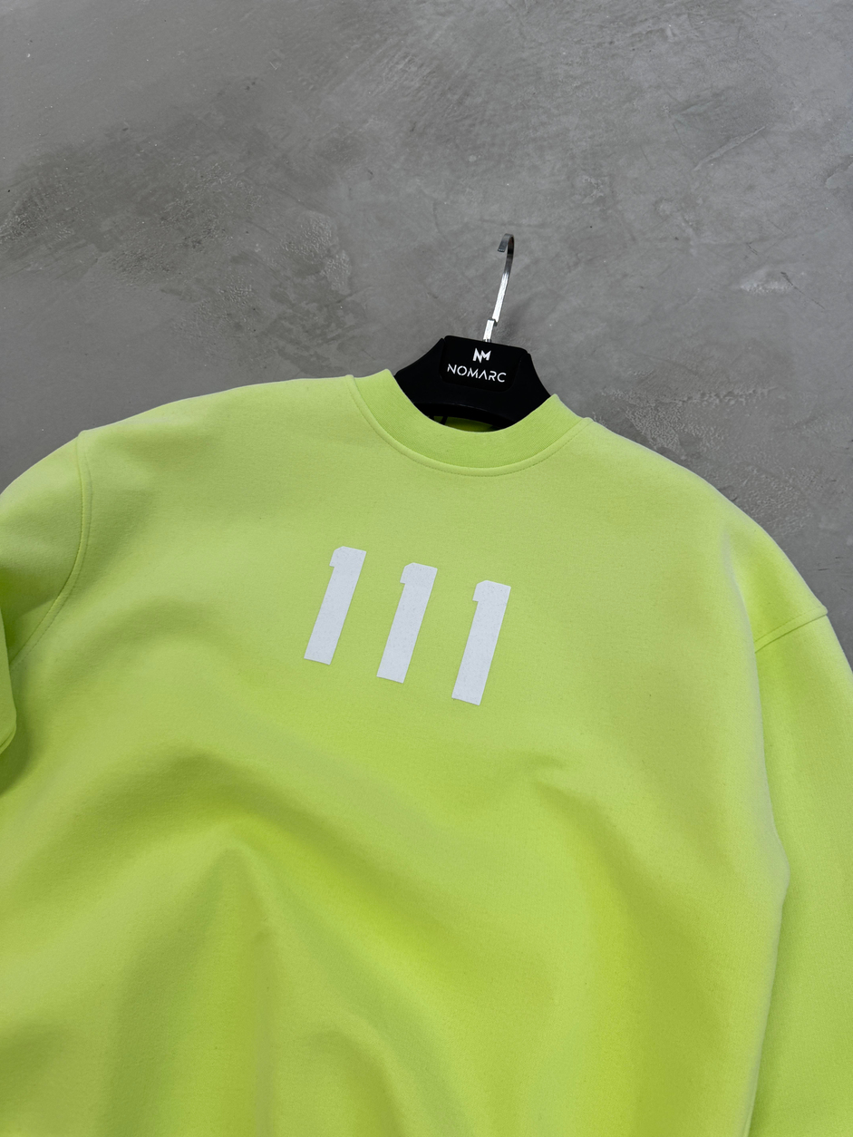 Fosforlu Yeşil 111 Baskılı Swaetshirt