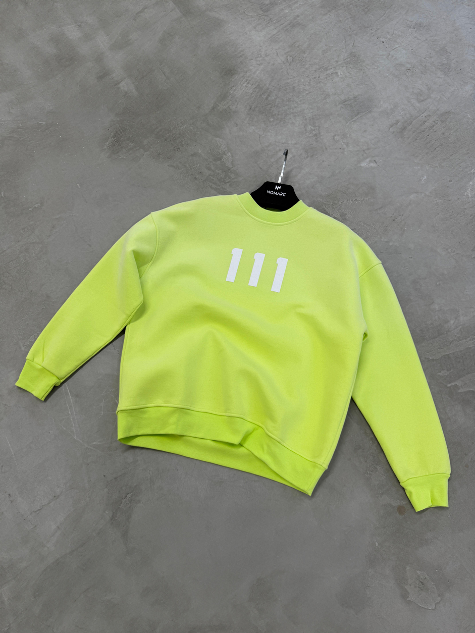 Fosforlu Yeşil 111 Baskılı Swaetshirt