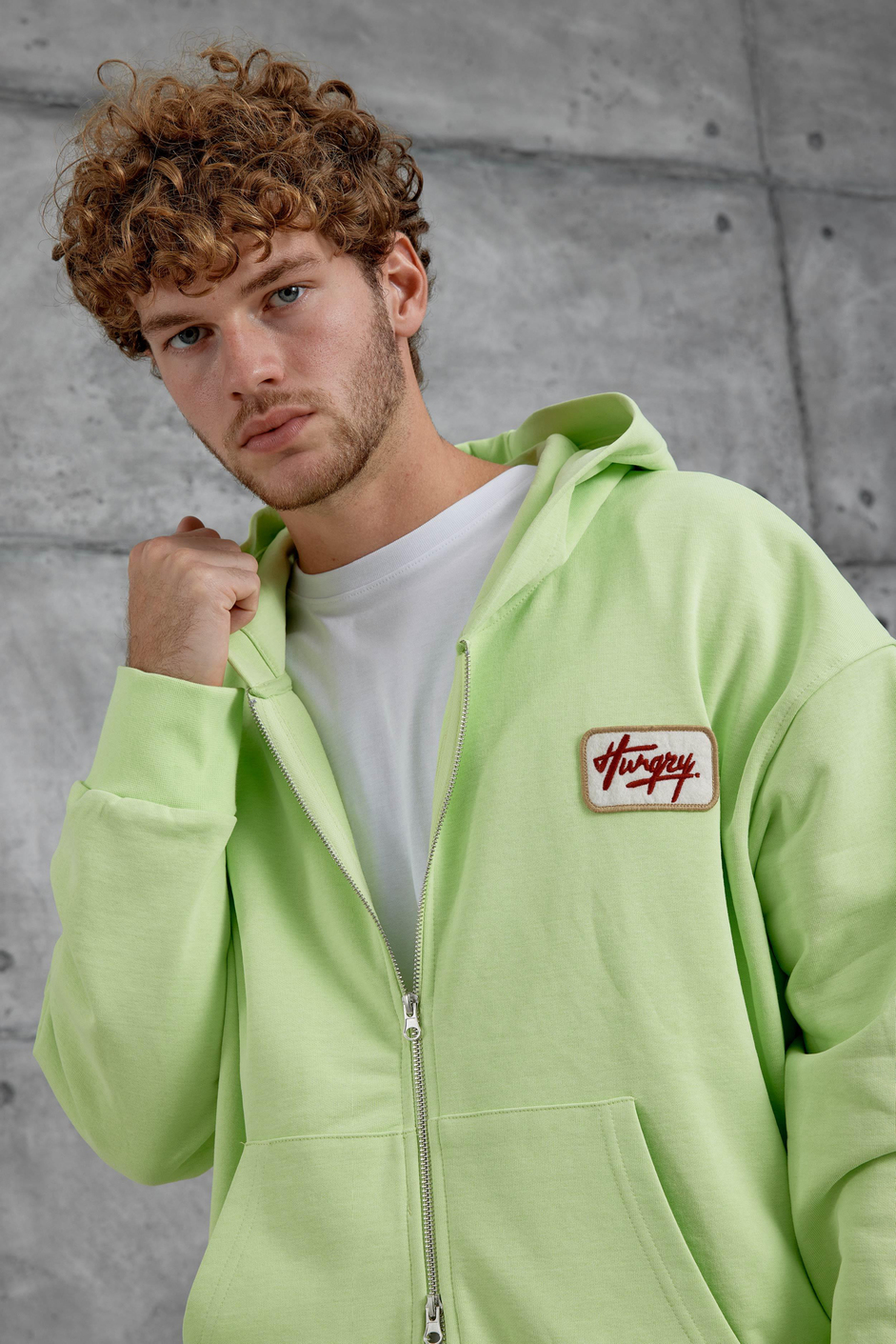 Fosforlu Yeşil Nmrc Fermuarlı Oversize Eşofman Üstü