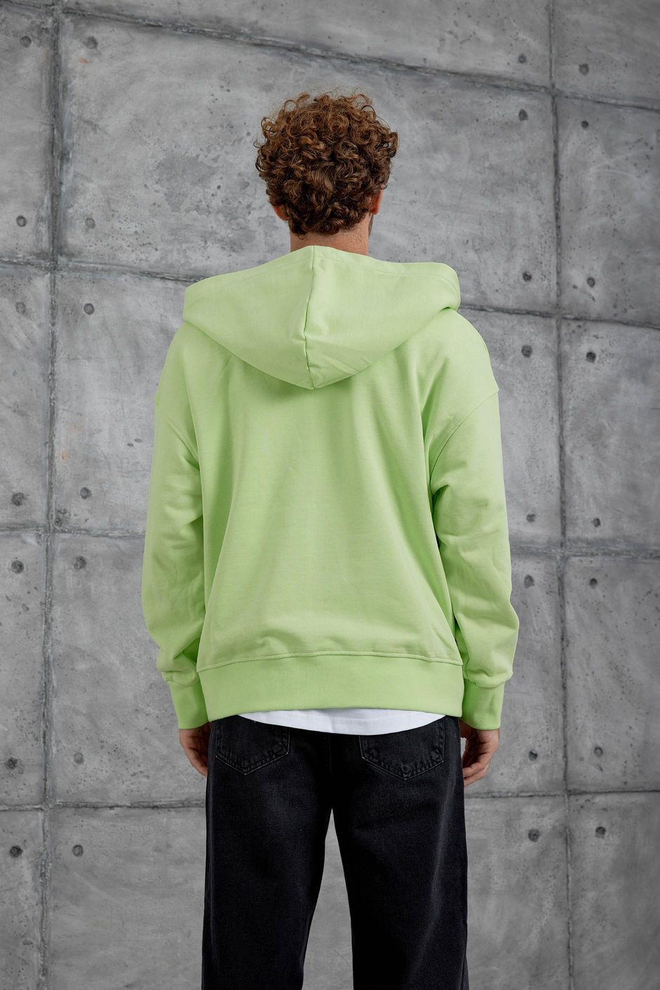 Fosforlu Yeşil Nmrc Fermuarlı Oversize Eşofman Üstü