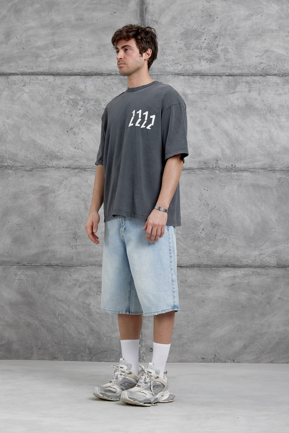 Füme 1111 Yazılı Yıkamalı Oversize Tshirt