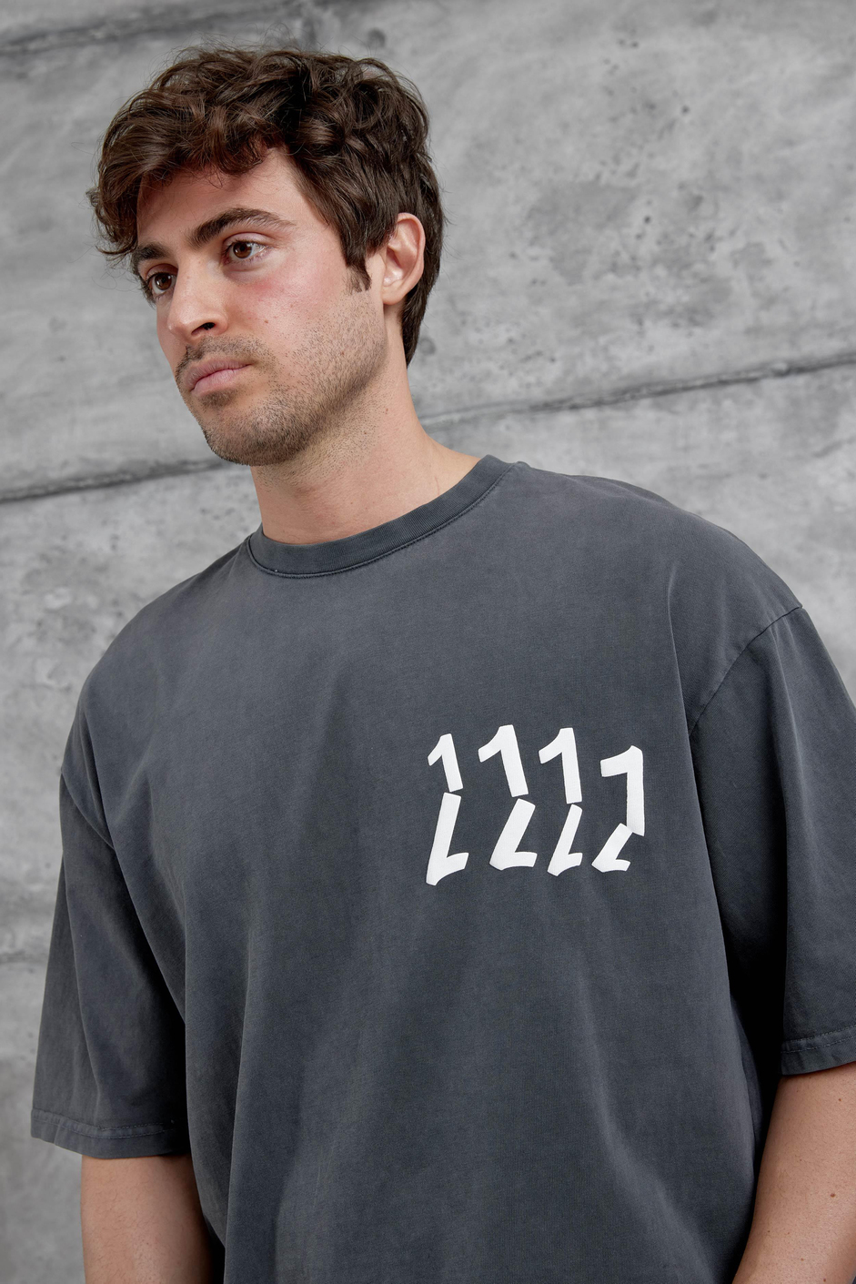 Füme 1111 Yazılı Yıkamalı Oversize Tshirt