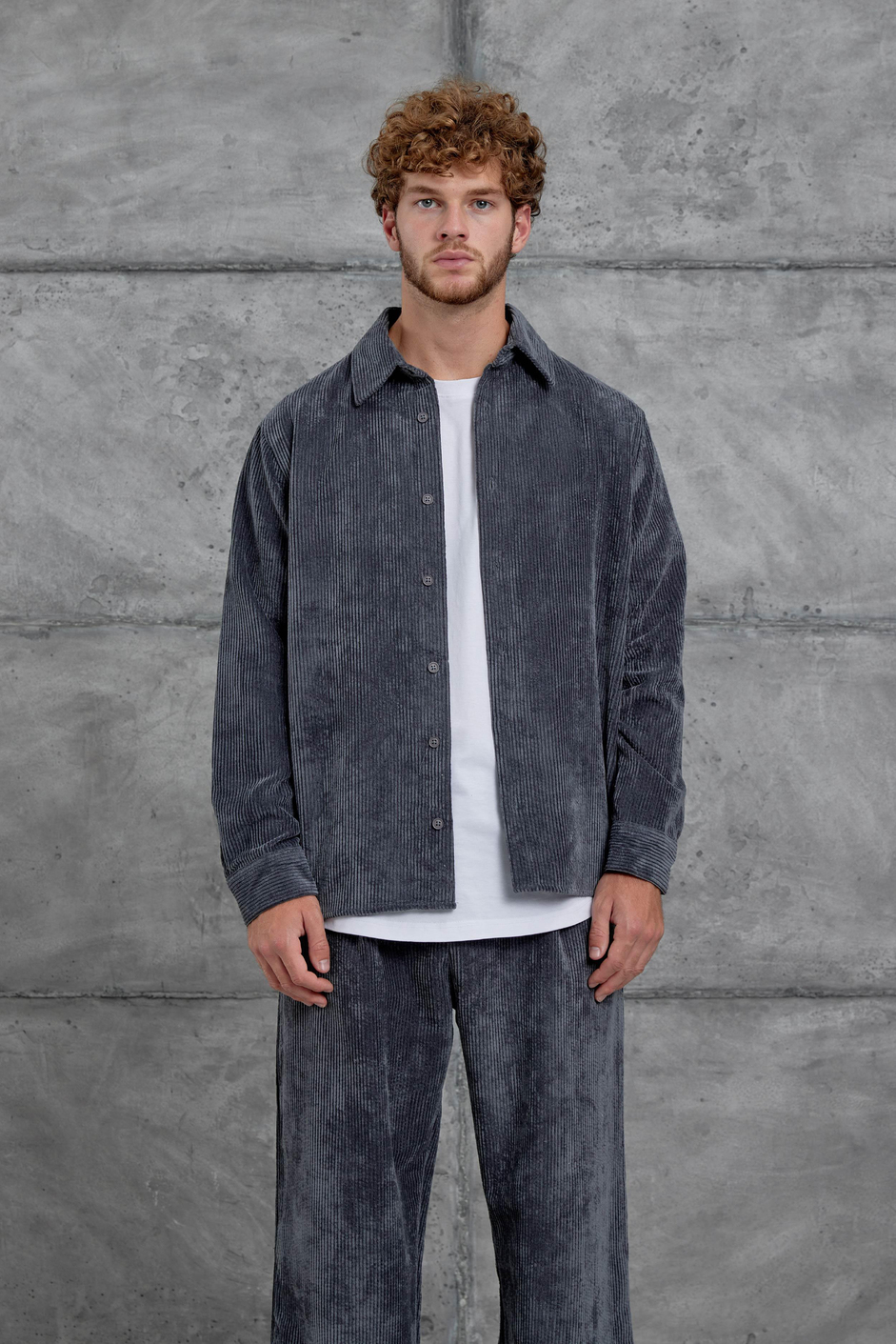 Füme 251 Kadife Oversize Gömlek ve Pantalon Takım