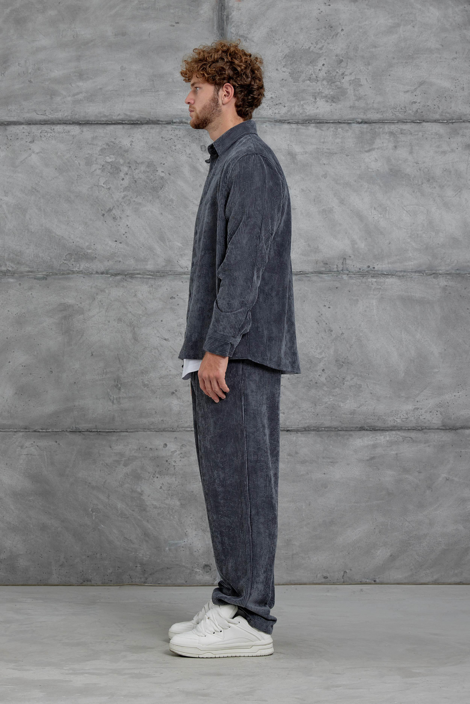 Füme 251 Kadife Oversize Gömlek ve Pantalon Takım