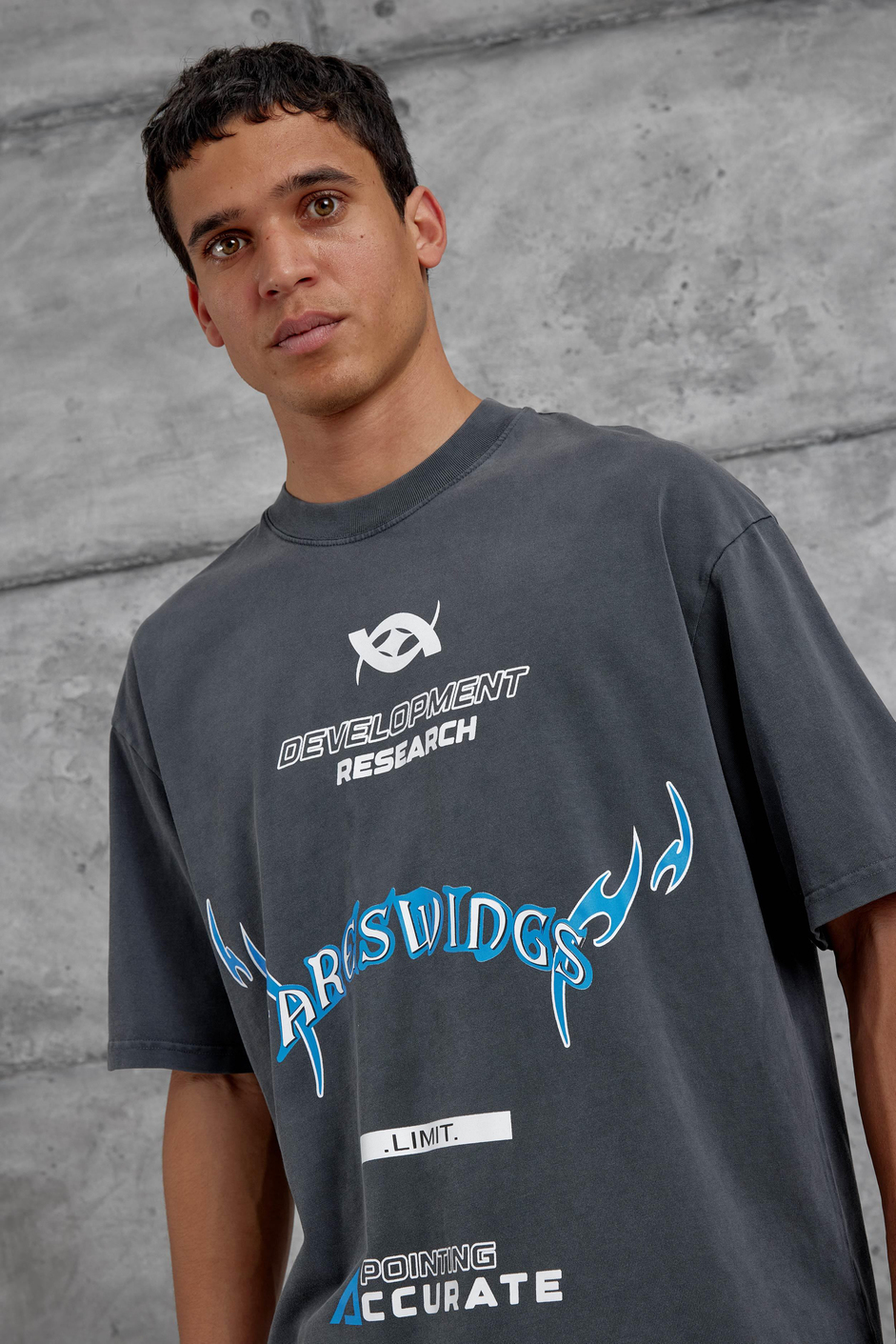 Füme Areswing Yazılı Oversize Tshirt