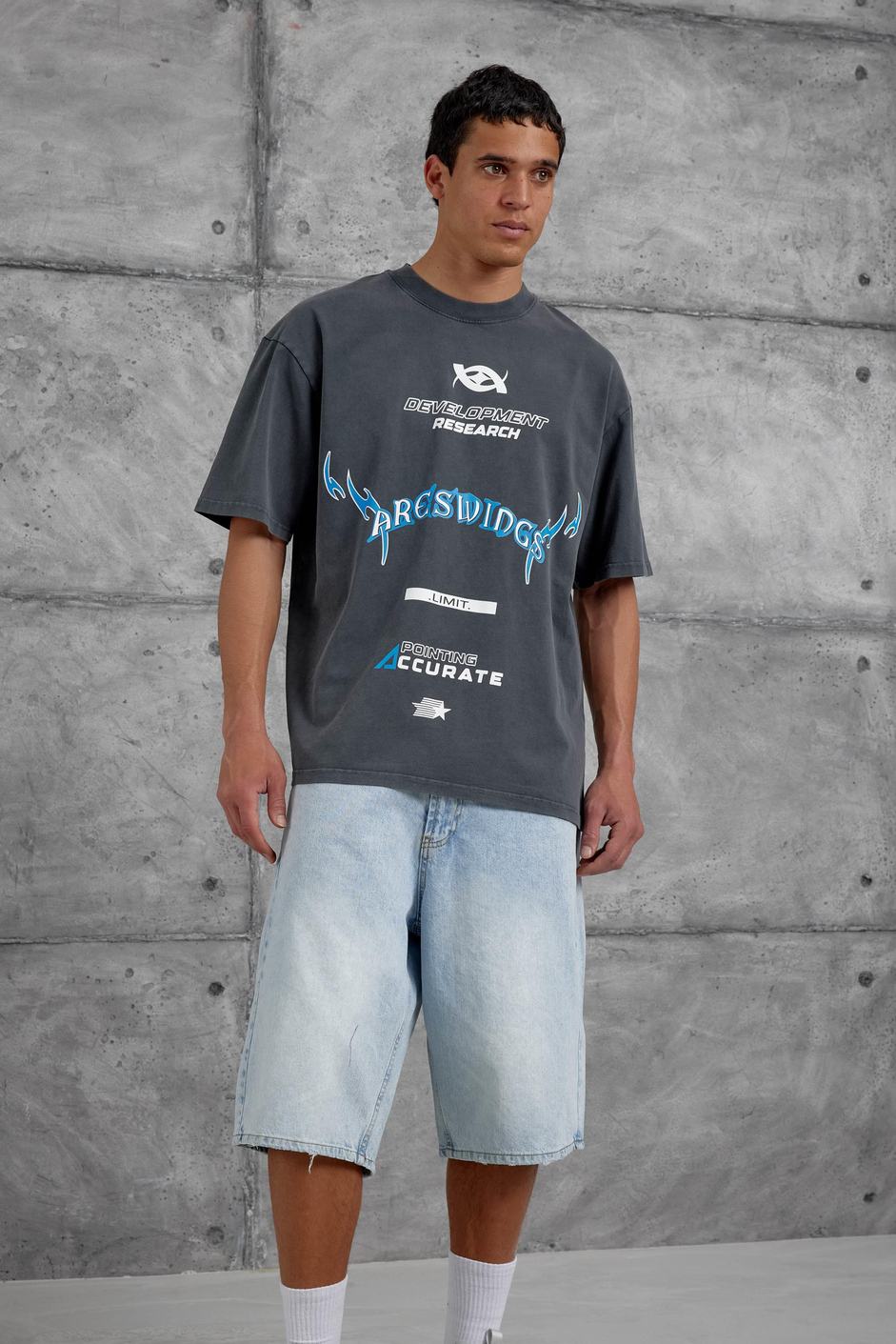 Füme Areswing Yazılı Oversize Tshirt