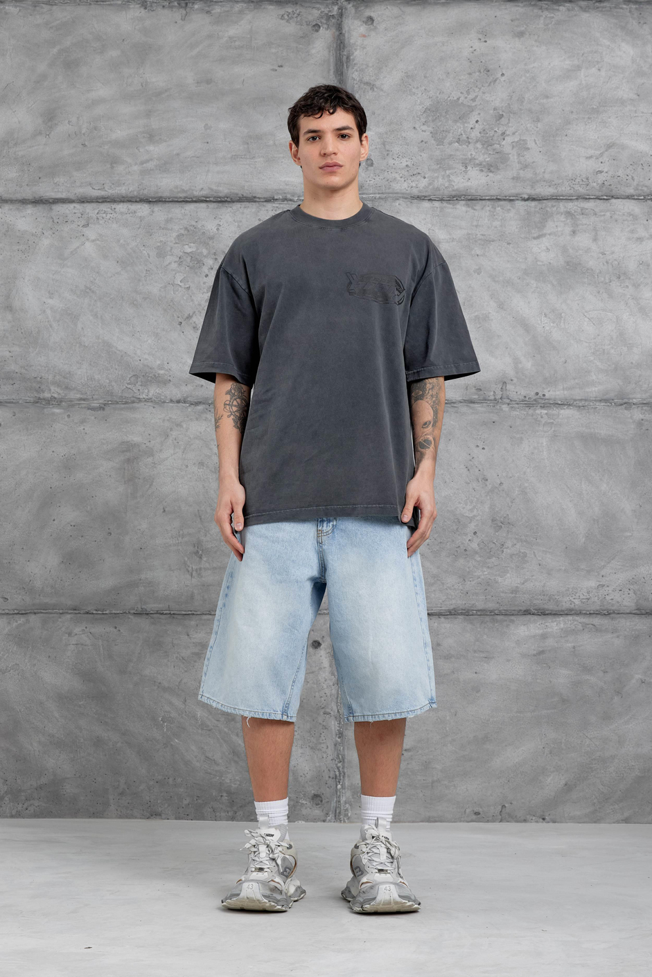 Füme Brand Yazılı Yıkamalı Oversize Tshirt