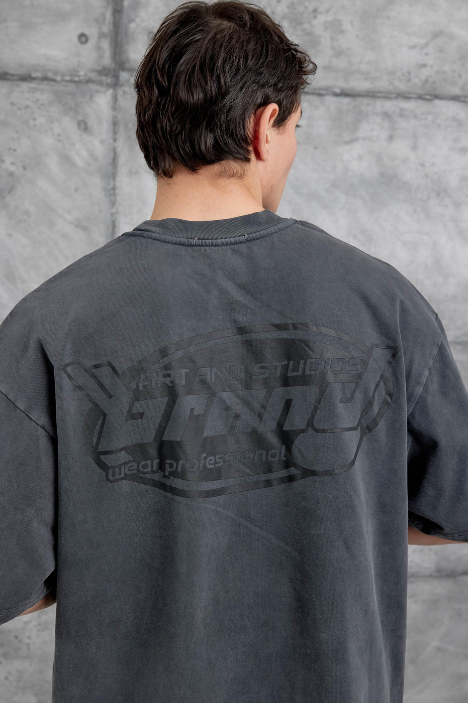 Füme Brand Yazılı Yıkamalı Oversize Tshirt