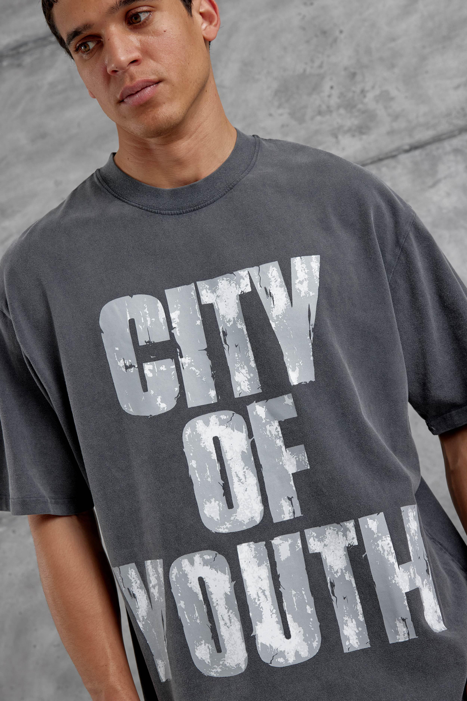Füme City Of Youth Baskılı OVersize Tshirt