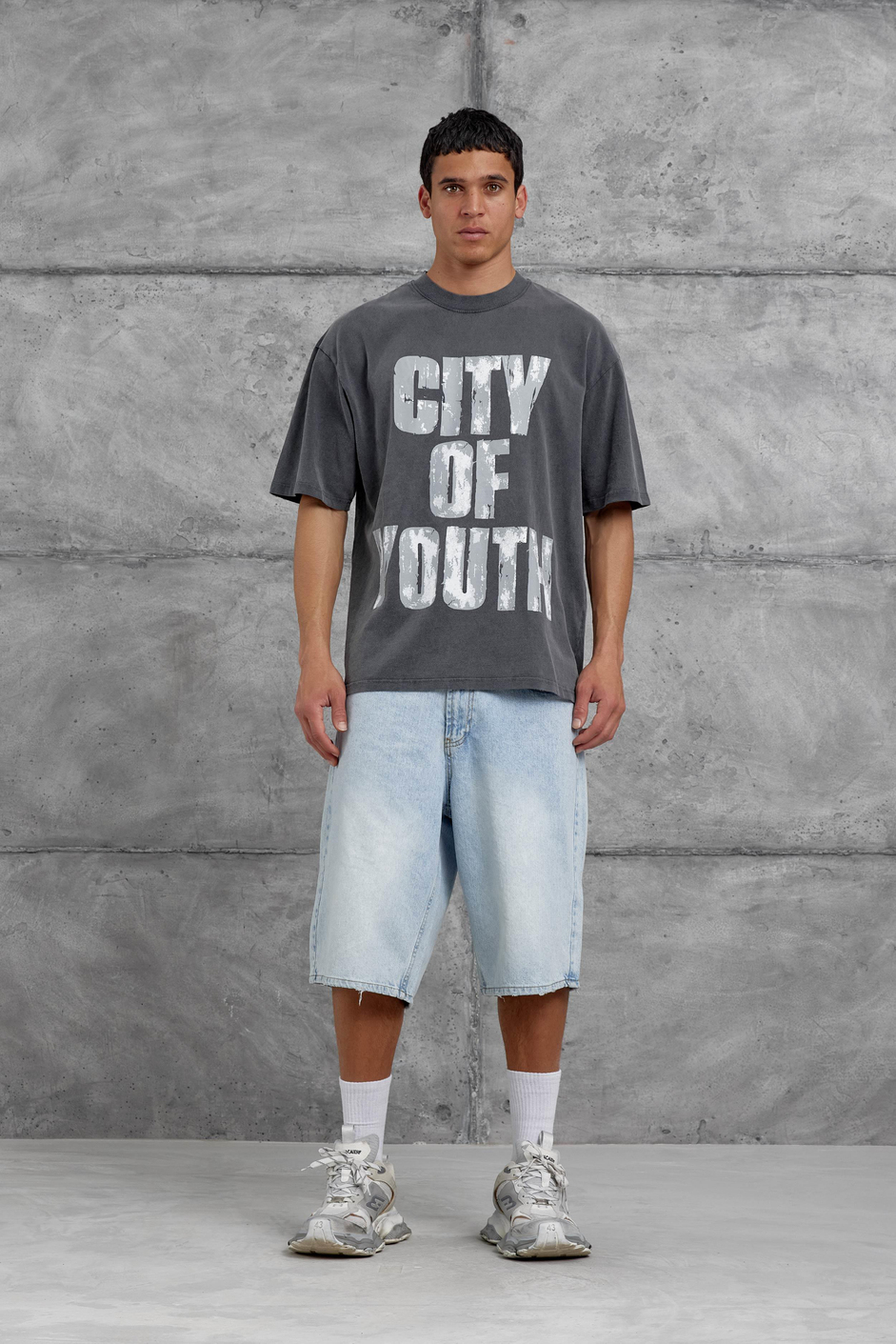 Füme City Of Youth Baskılı OVersize Tshirt