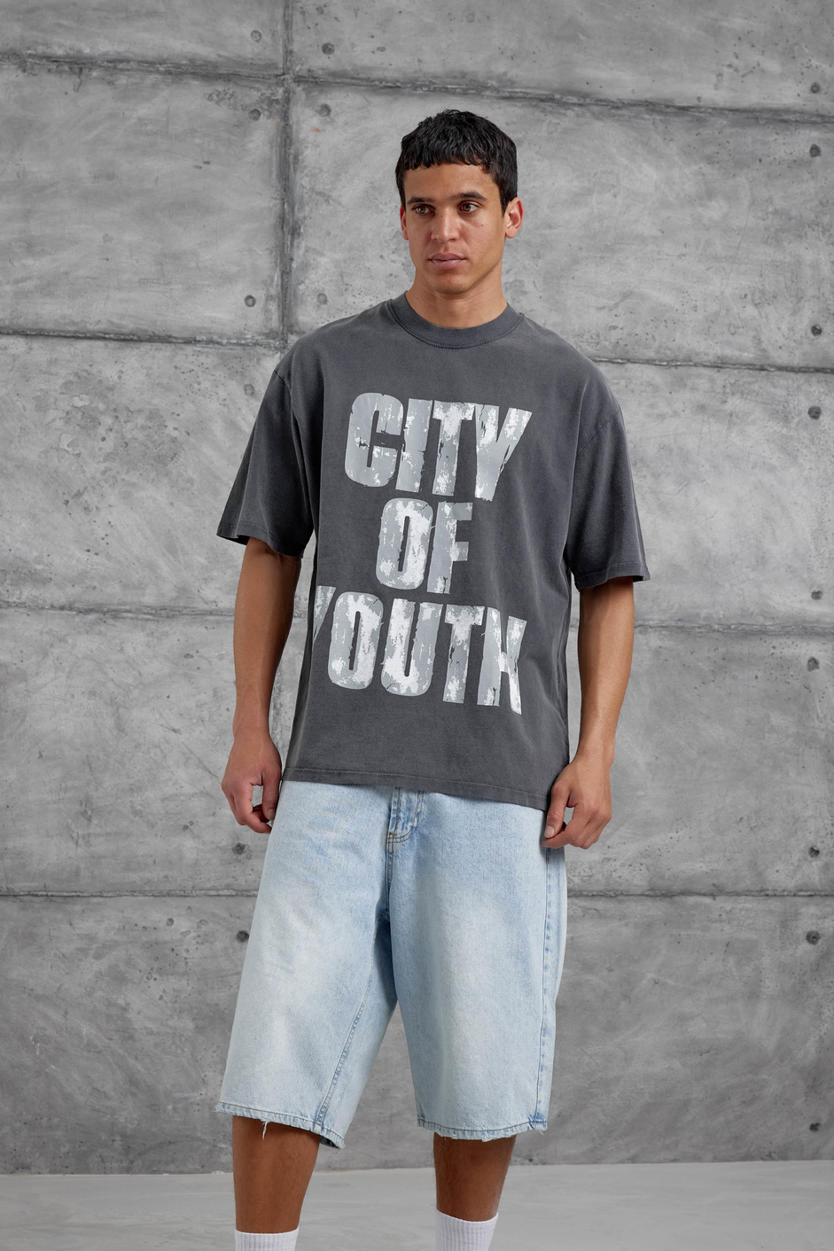 Füme City Of Youth Baskılı OVersize Tshirt