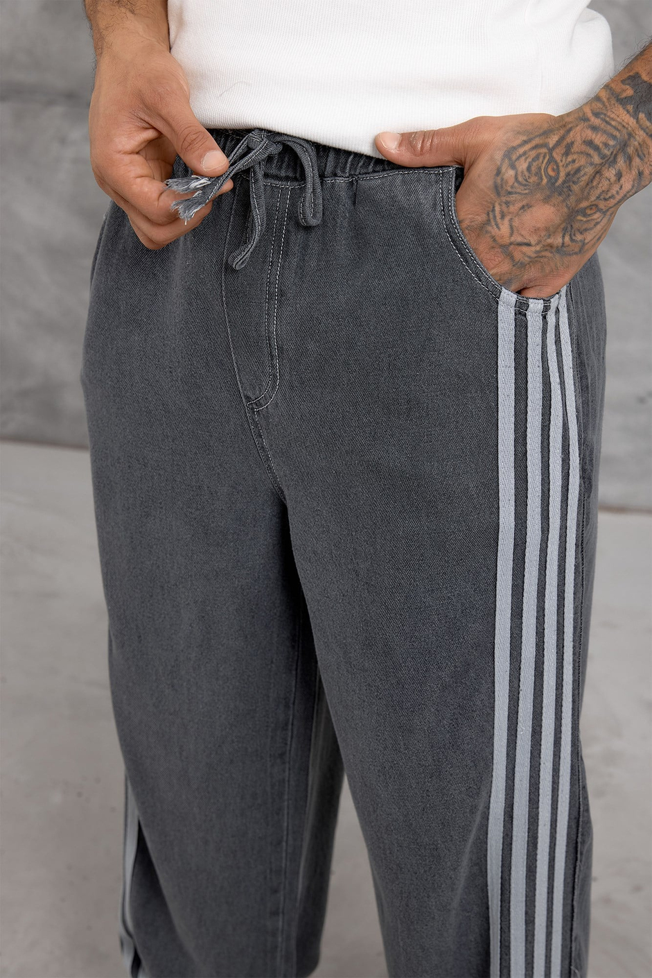 Füme DENIM ÇİZGİLİ BAGGY JEAN