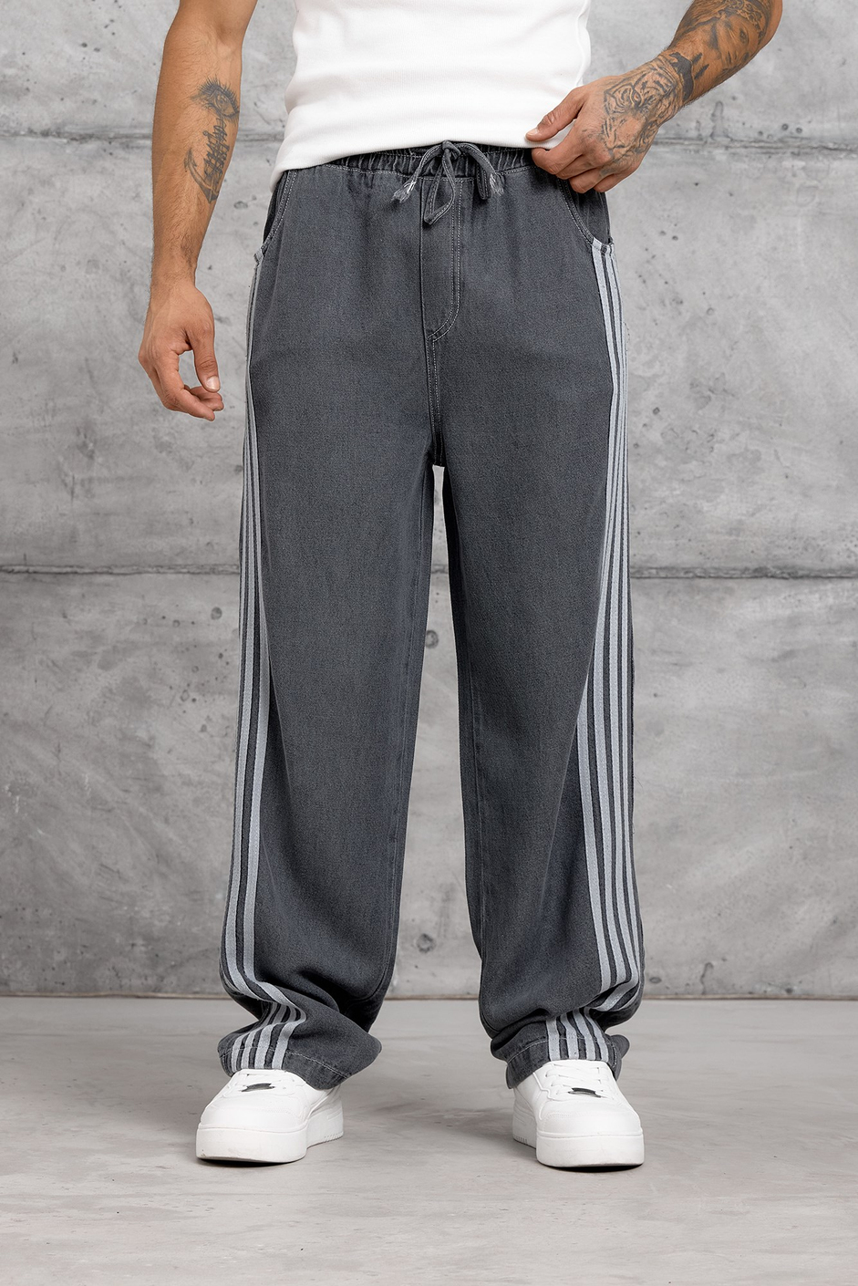 Füme DENIM ÇİZGİLİ BAGGY JEAN