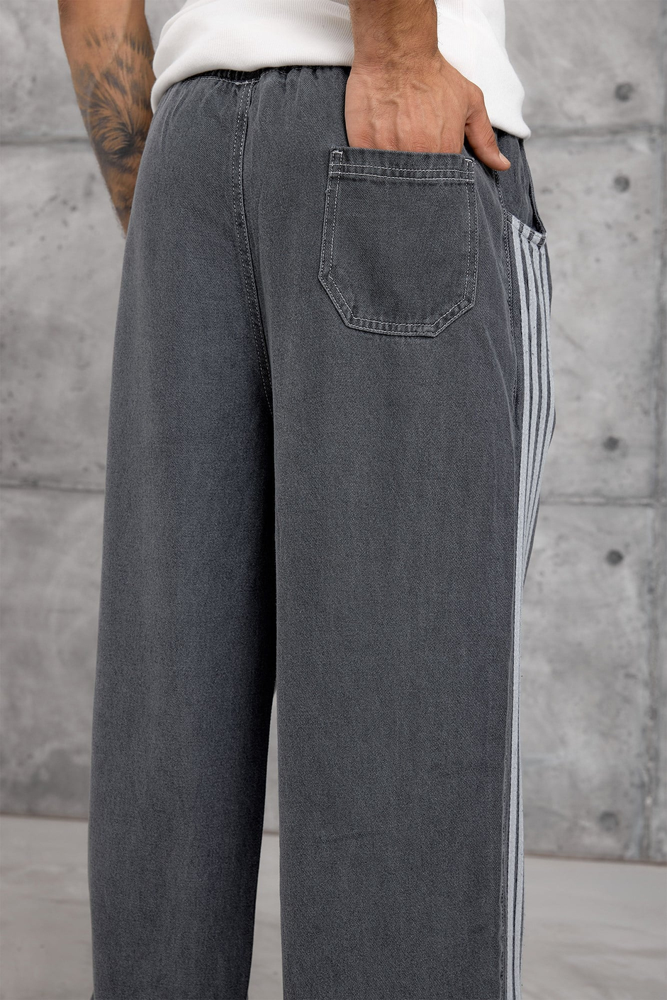 Füme DENIM ÇİZGİLİ BAGGY JEAN
