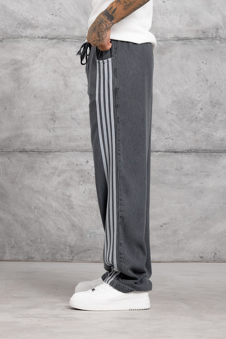 Füme DENIM ÇİZGİLİ BAGGY JEAN