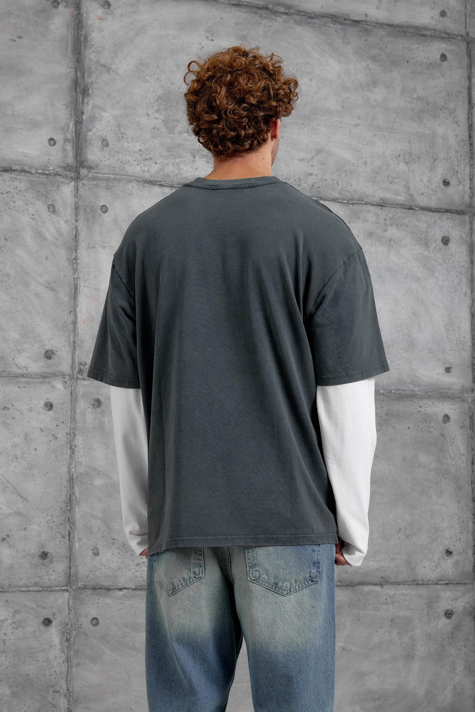 Füme Eleven Sleep Baskılı Parça Kollu Yıkamalı Oversize Sweatshirt