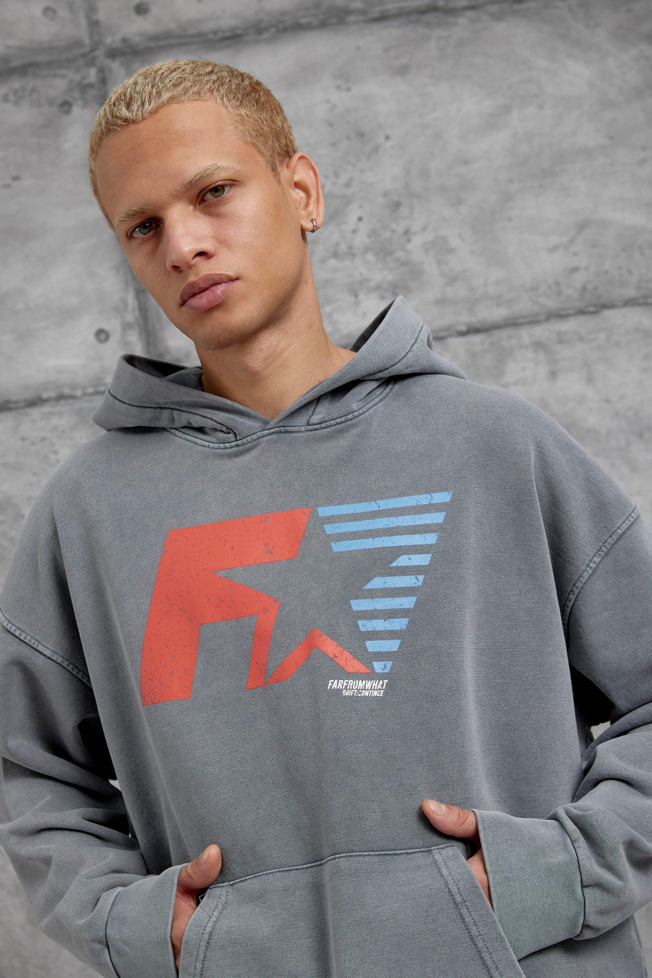 Füme F1 BASKILI KAPÜŞONLU OVERSİZE SWEATSHİRT