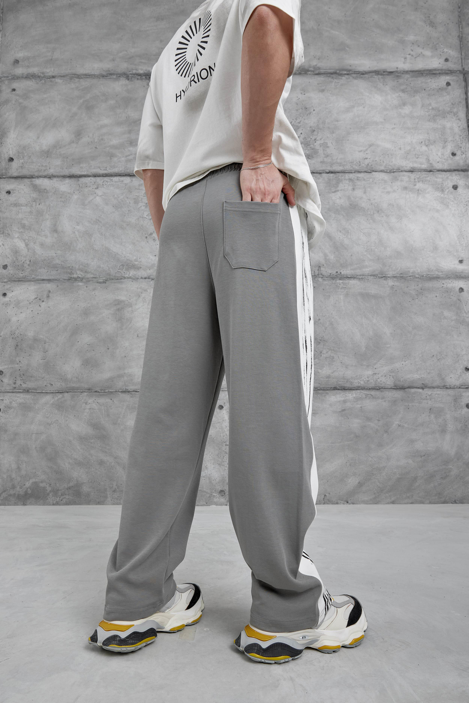 Füme Fırça Şeritli Baggy Eşofman
