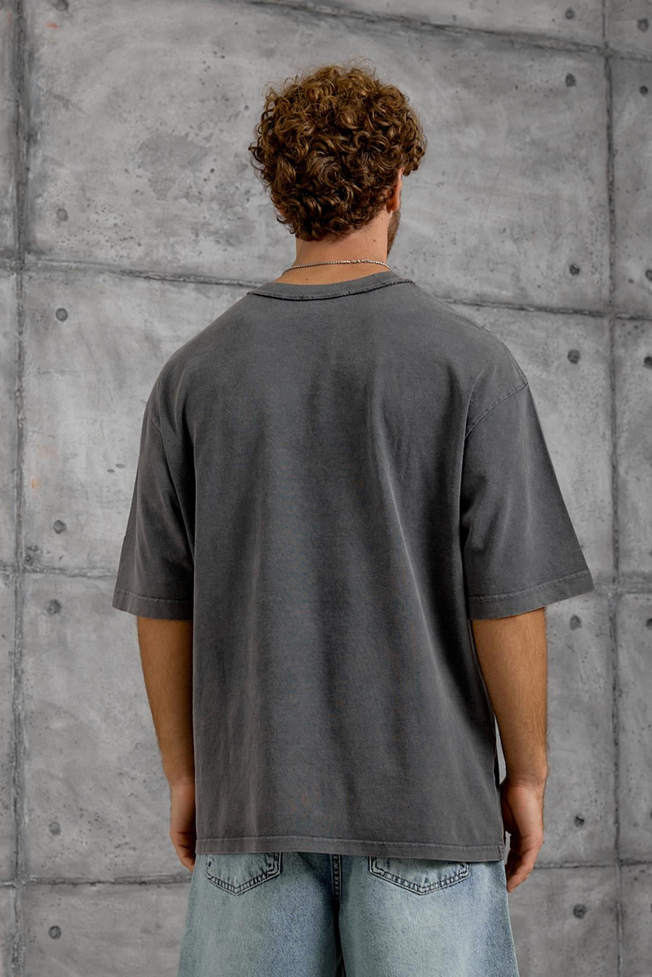 Füme HARF DİKİŞLİ YIKAMALI OVERSIZE TSHIRT