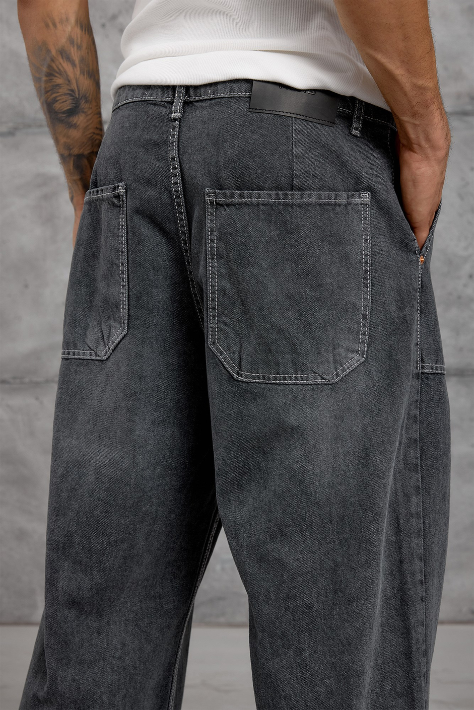 Füme KARE CEP TAŞLAMALI BAGGY JEAN