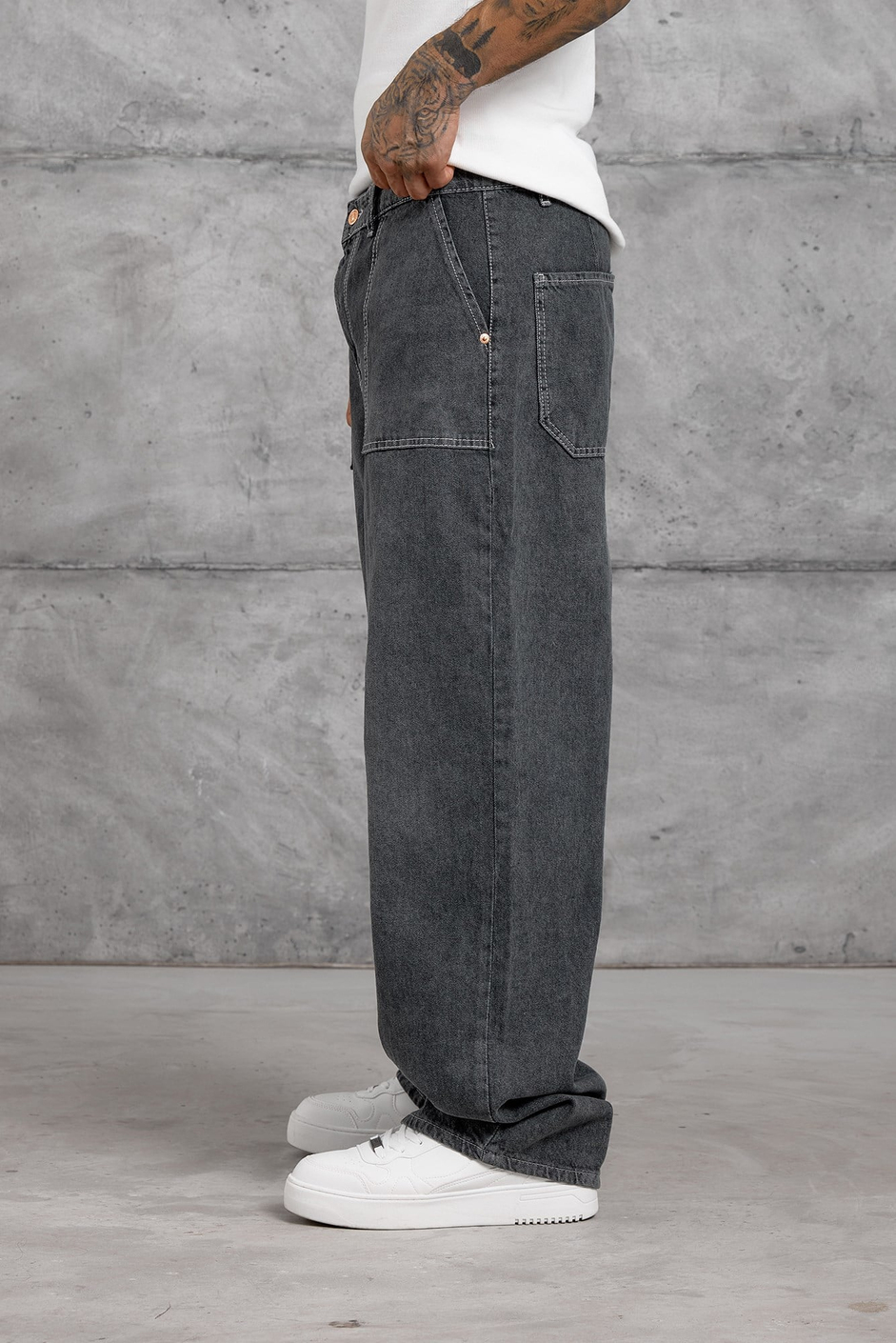 Füme KARE CEP TAŞLAMALI BAGGY JEAN