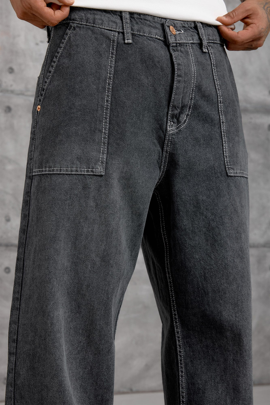 Füme KARE CEP TAŞLAMALI BAGGY JEAN