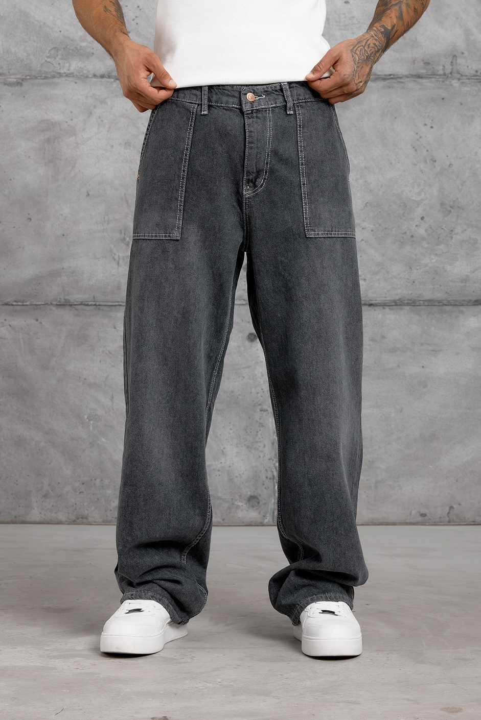 Füme KARE CEP TAŞLAMALI BAGGY JEAN