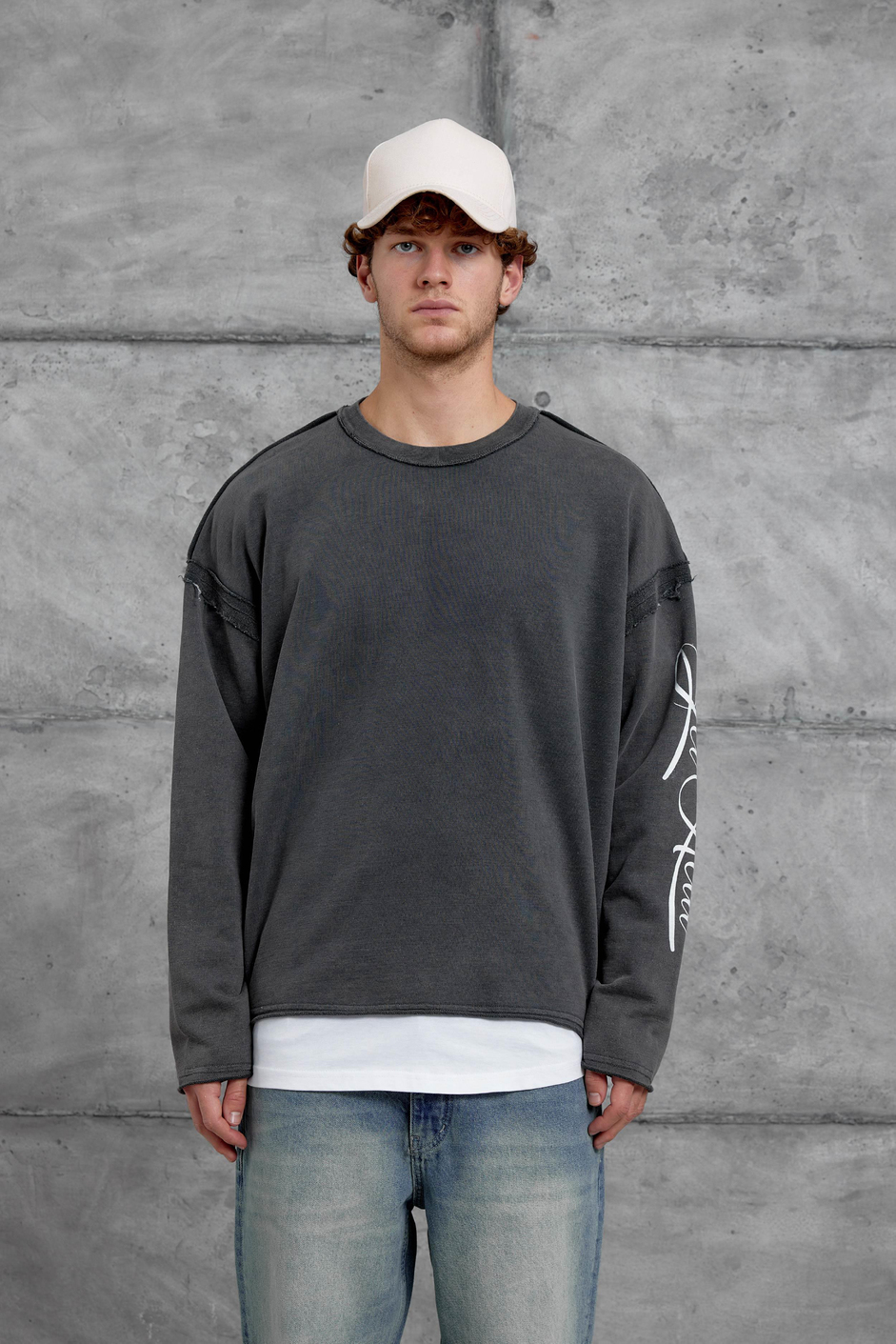 Füme KOLU PARÇA DETAYLI YIKAMALI OVERSİZE SWEATSHİRT