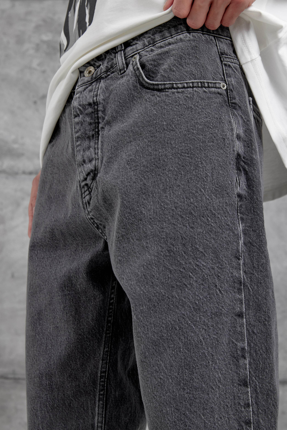 Füme Kp Taşlamalı Baggy Jean