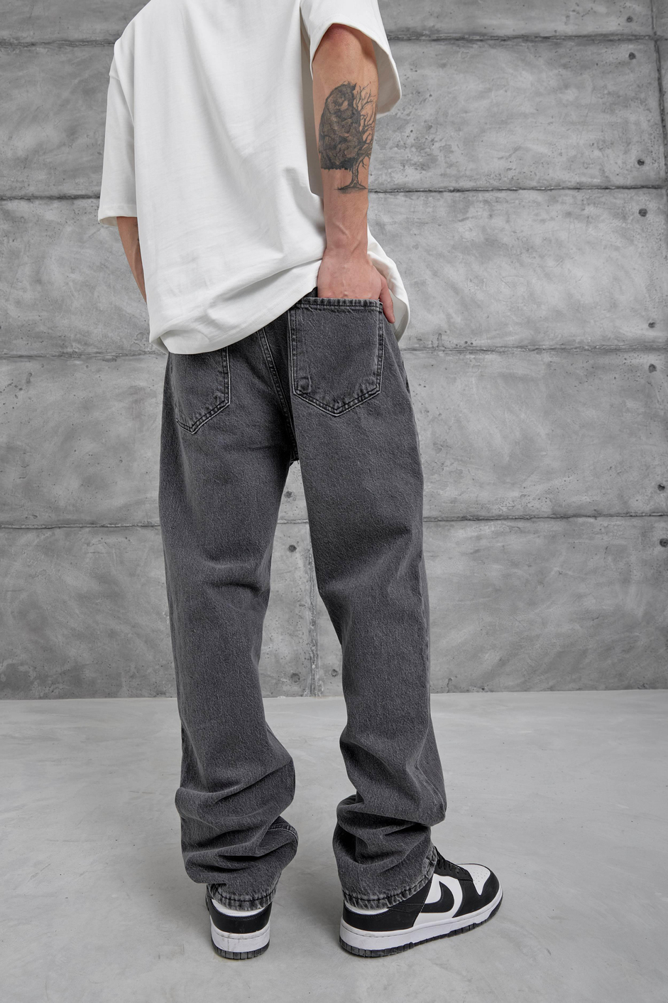 Füme Kp Taşlamalı Baggy Jean