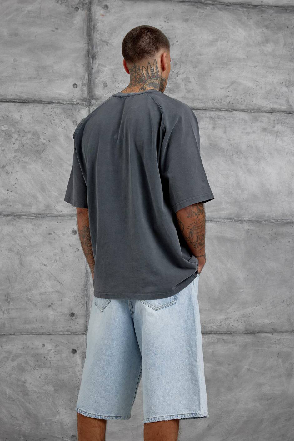 Füme Lesschen Baskılı Yıkamalı Oversize Tshirt