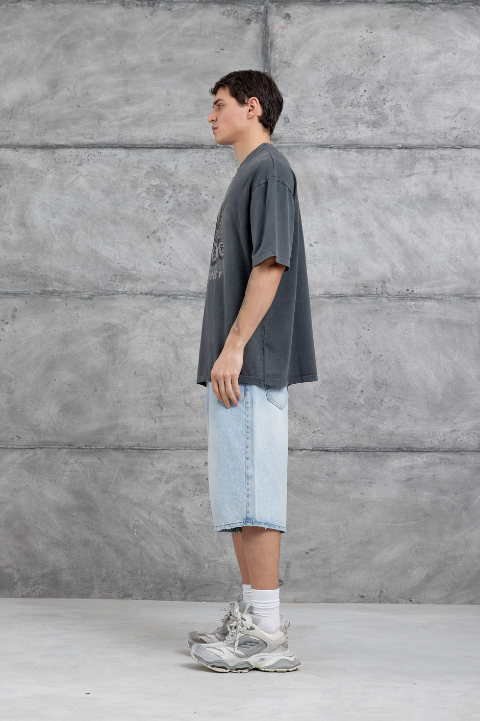 Füme Love Money Yazılı Yıkamalı Oversize Tshirt