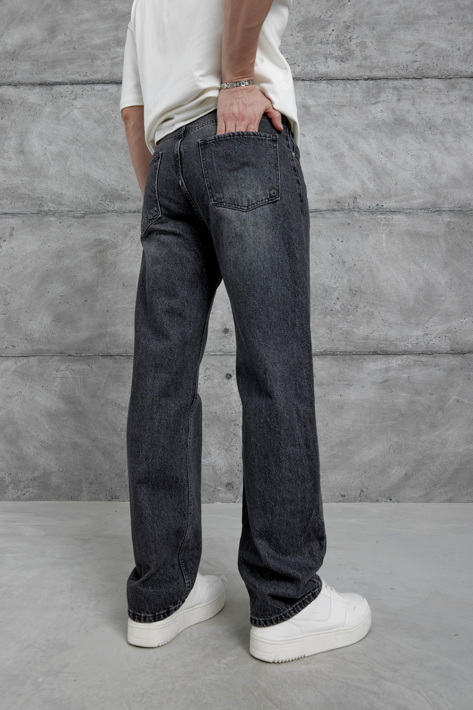 Füme Mb Yırtık Detaylı Baggy Jean