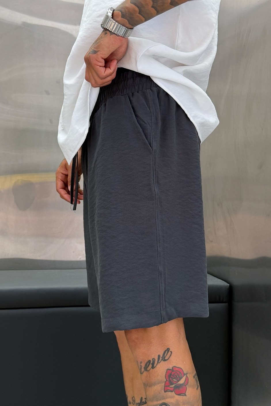 Füme MODAL KUMAŞ OVERSIZE ŞORT