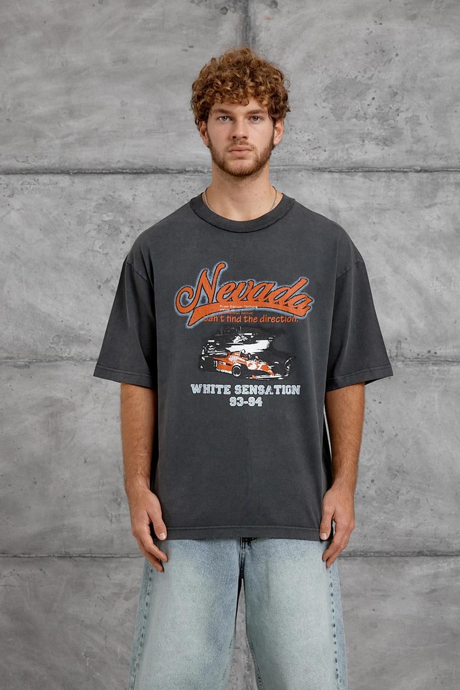 Füme NEVADA BASKI YIKAMALI OVERSIZE TSHIRT