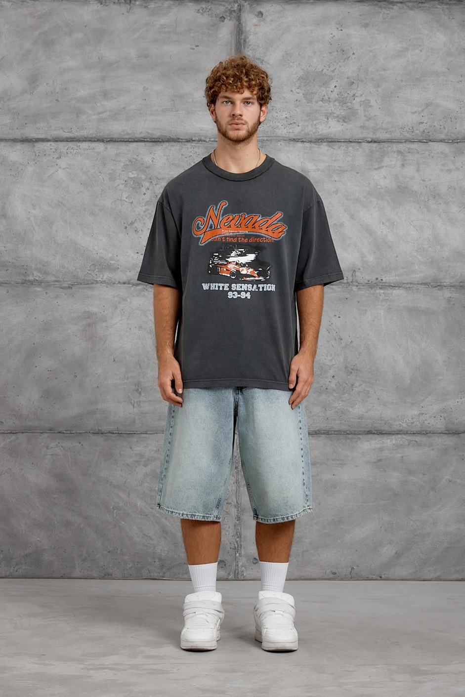 Füme NEVADA BASKI YIKAMALI OVERSIZE TSHIRT