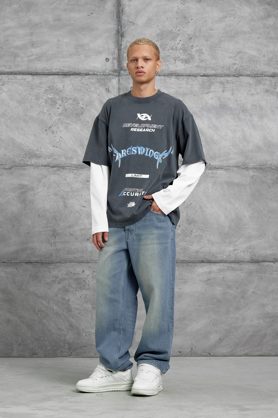 Füme Nmrc Areswing Yazılı Oversize Parça Kollu Sweatshirt