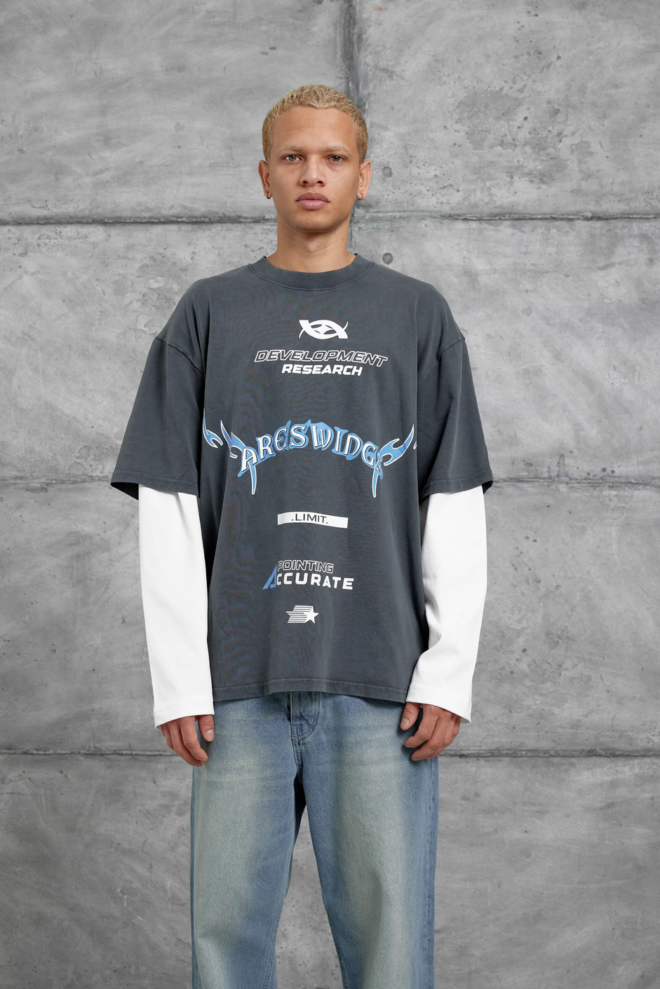 Füme Nmrc Areswing Yazılı Oversize Parça Kollu Sweatshirt