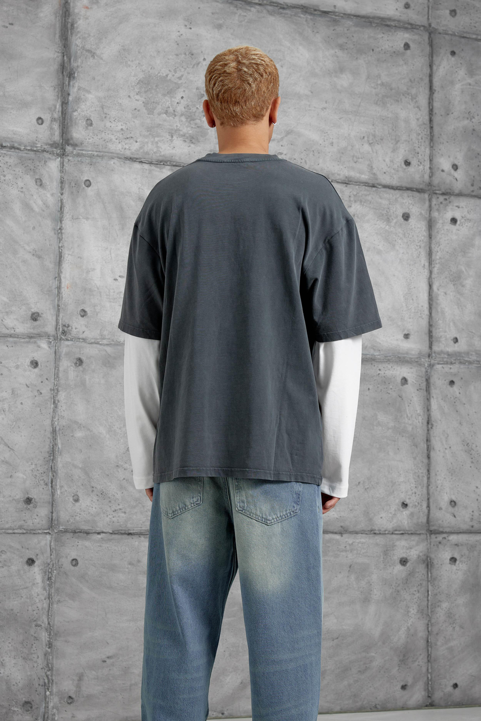 Füme Nmrc Areswing Yazılı Oversize Parça Kollu Sweatshirt