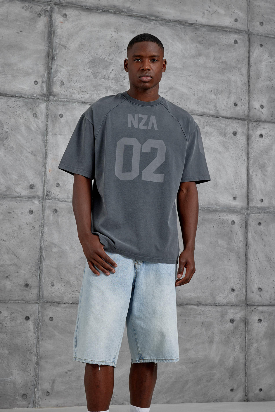 Füme Nza 02 Baskılı Yıkamalı Oversize Tshirt